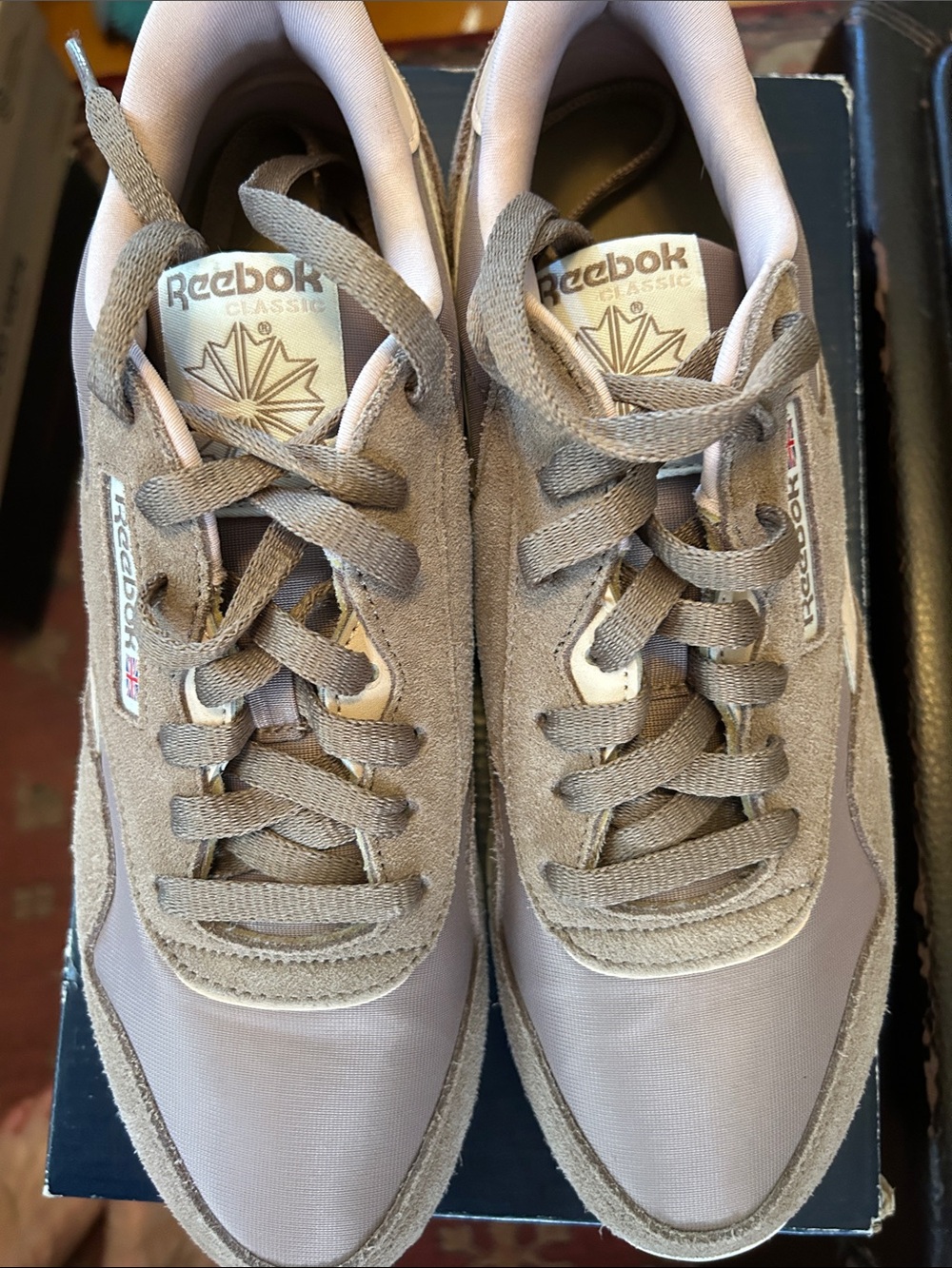 Reebok CL Nylon 10 1/2 Taupe Suede & Mesh Running Shoes